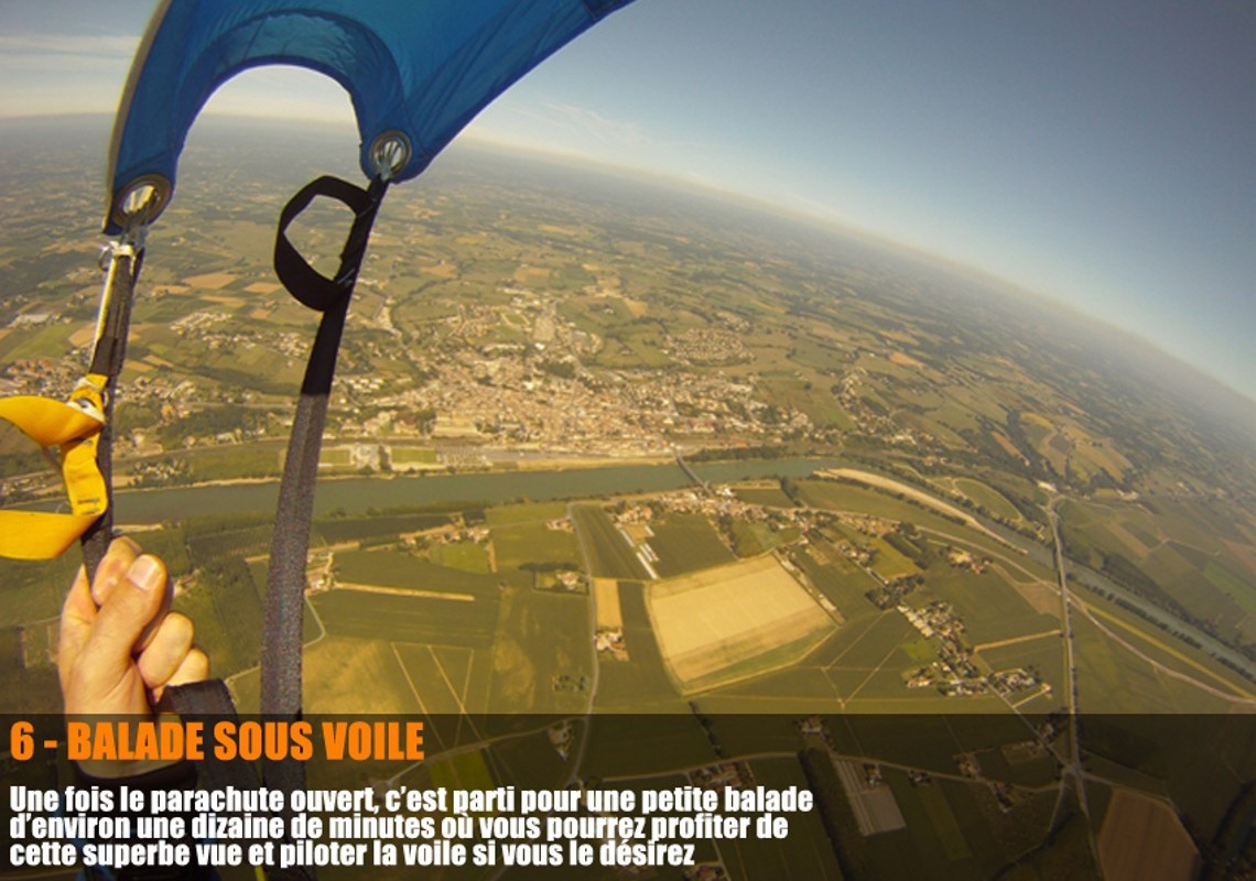 Saut tandem, balade sous voile